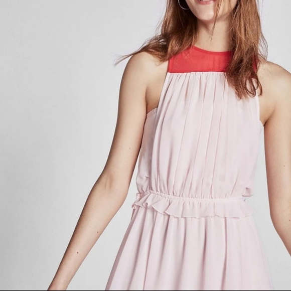 EXPRESS Chiffonn Pink and Red Sleeveless Dress Size Large - Picture 3 of 10